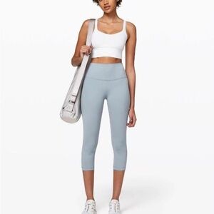 Lululemon Athletica light grey/green high rise align cropped size 0/2 NWOT